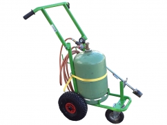Gaz weed burner with trolley - 2 large wheels and pivoting wheel